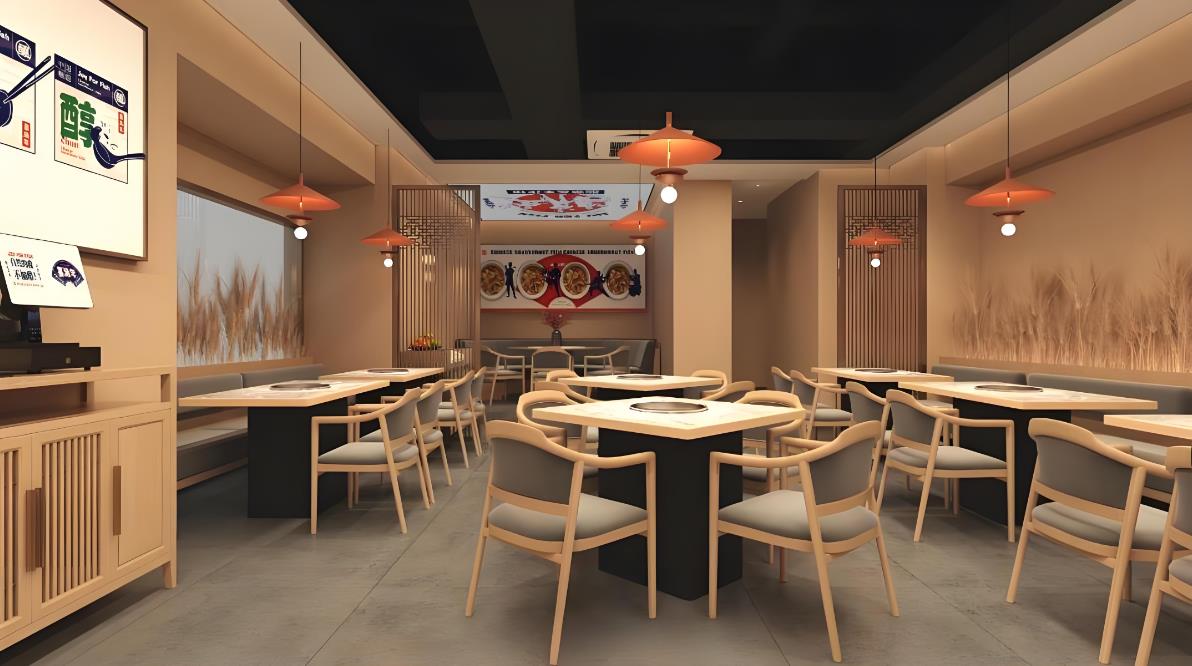 酸菜魚小型餐飲店裝修設(shè)計效果圖